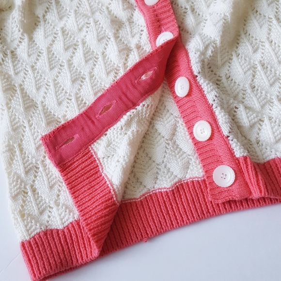 Anthropologie Charlotte Tarantola Pink Trimmed Cardigan - Picture 5 of 5